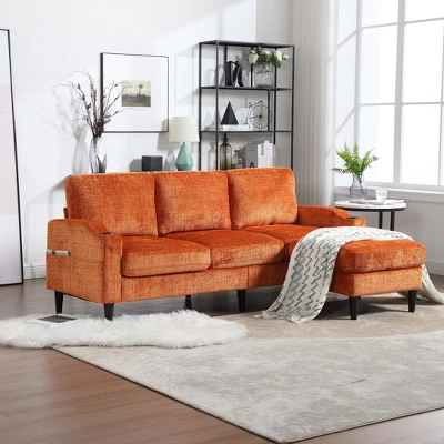 NicBex 3-Seater Chenille Sofa Couch With Removable Storage Ottoman & Cup Holders,Upholstered Sleeper Sofa For Living Room,Bedroom 11 NicBex 3-Seater Chenille Sofa Couch With Removable Storage Ottoman & Cup Holders,Upholstered Sleeper Sofa For Living Room,Bedroom - Image 9