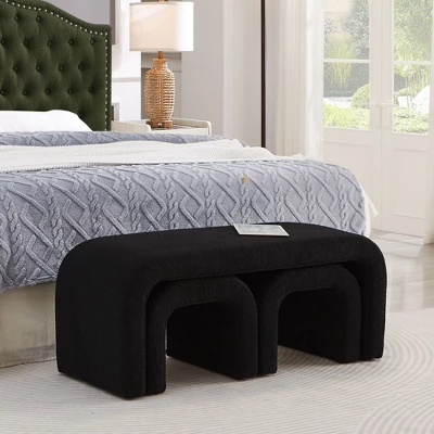 NicBex Set Of 3 U-Shaped Pouf Ottoman Benches, Modular Seating For Entryway, Bedroom End Of Bed, Teddy Fabric Footrest Stool 5 NicBex Set Of 3 U-Shaped Pouf Ottoman Benches, Modular Seating For Entryway, Bedroom End Of Bed, Teddy Fabric Footrest Stool - Image 3