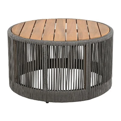 NicBex 15"/26"/15"+26" Round Outdoor End Table,Outdoor Side Table With Acacia Wood Top,Patio Table With Rope Design For Lawn,Outdoor Furniture 3 NicBex 15"/26"/15"+26" Round Outdoor End Table,Outdoor Side Table With Acacia Wood Top,Patio Table With Rope Design For Lawn,Outdoor Furniture