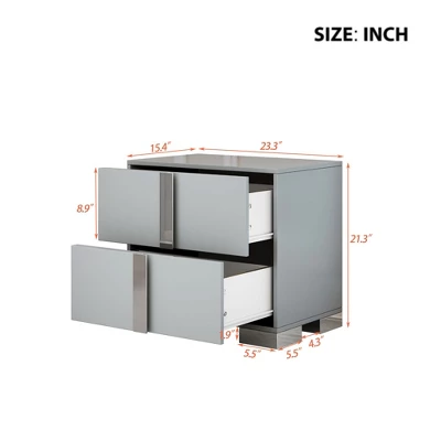 NicBex Night Stand With Drawers,Mirrored Side Table With Metal Handles,Modern Nightstand For Bedroom,Living Room,Bedroom Furniture 4 NicBex Night Stand With Drawers,Mirrored Side Table With Metal Handles,Modern Nightstand For Bedroom,Living Room,Bedroom Furniture - Image 2