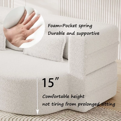 NicBex Modern Floor Convertible Sofa Bed Loveseat Couch With Pillows,Upholstered Futon Sofa For Living Room,Bedroom 5 NicBex Modern Floor Convertible Sofa Bed Loveseat Couch With Pillows,Upholstered Futon Sofa For Living Room,Bedroom - Image 3