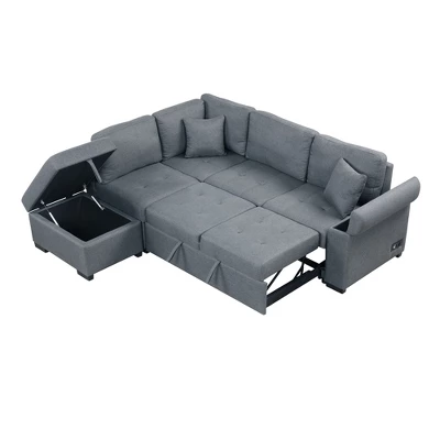 NicBex Modern Pull Out Sofa Bed Convertible Sleeper Sofa With Storage Ottoman And USB Port For Living Room 8 NicBex Modern Pull Out Sofa Bed Convertible Sleeper Sofa With Storage Ottoman And USB Port For Living Room - Image 6
