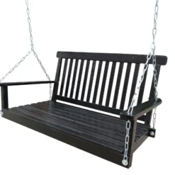 NicBex 2-Seat Outdoor Hanging Wood Porch Swing With Armrests For Patio Bedroom Garden -Nicbex GUEST 7f35daa8 7c13 4695 b083 d4e20aae04e6 1