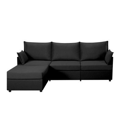 NicBex 93.7 Inch L-Shaped Sectional Sofa,3-Seat Couch With Movable Ottoman And 2 Pillows For Living Room,Bedroom 3 NicBex 93.7 Inch L-Shaped Sectional Sofa,3-Seat Couch With Movable Ottoman And 2 Pillows For Living Room,Bedroom