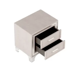 NicBex Mid-Century Velvet Night Stand With Drawers,Modern Nightstand With Silver Stripes,Side Table With Metal Legs,Bedroom Furniture -Nicbex GUEST 80de9822 f069 40c7 96bb ca1a56f4effc