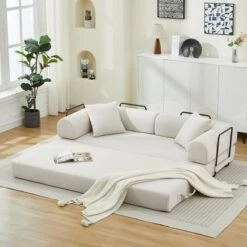 NicBex Corduroy Convertible Sofa Bed,Sleeper Couch With 2 Pillows,Flexible Combination,Futon Couch For Living Room,Office,Apartment