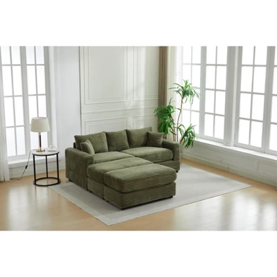NicBex Couches For Living Room Modern Sectional Couch Flexible Combinations Corduroy Upholstered 2-seater Sofa Couch With Footstool 3 NicBex Couches For Living Room Modern Sectional Couch Flexible Combinations Corduroy Upholstered 2-seater Sofa Couch With Footstool