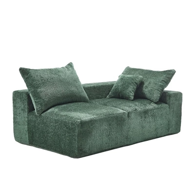 NicBex Couches For Living Room 2-Seat Deep Seat Sofa Chenille Fabric Upholstered Modern Sofa Couch With Memory Foam And Pillows, Emerald 6 NicBex Couches For Living Room 2-Seat Deep Seat Sofa Chenille Fabric Upholstered Modern Sofa Couch With Memory Foam And Pillows, Emerald - Image 4