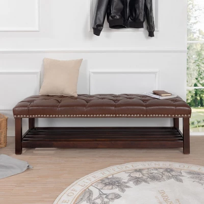 NicBex Pouf Armless Ottoman Bench, Tufted Upholstered Bench With Nailhead Trim And Shelf For Living Room, Entryway And Bedroom 8 NicBex Pouf Armless Ottoman Bench, Tufted Upholstered Bench With Nailhead Trim And Shelf For Living Room, Entryway And Bedroom - Image 6