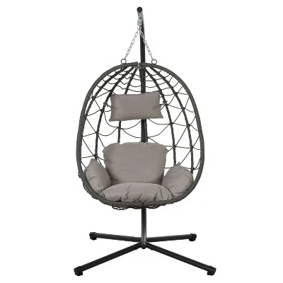 NicBex Indoor Outdoor Wicker Hanging Egg Chair With Cushion And Stand For Patio Bedroom Porch Garden 8 NicBex Indoor Outdoor Wicker Hanging Egg Chair With Cushion And Stand For Patio Bedroom Porch Garden - Image 6