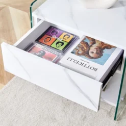 NicBex Modern Glass Panel Nightstand With Drawer,19" Bedside Table With Open Shelf,MDF & Tempered Glass Night Stand For Bedroom&Living Room 10 NicBex Modern Glass Panel Nightstand With Drawer,19" Bedside Table With Open Shelf,MDF & Tempered Glass Night Stand For Bedroom&Living Room -Nicbex GUEST 85475fc0 dd0d 411d 9a43 43352298f4b1