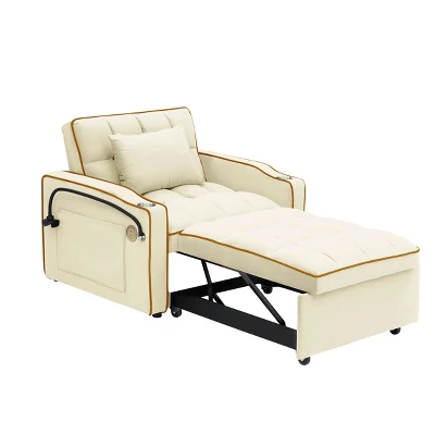 NicBex Modern Pull Out Sofa Bed Velvet Convertible Sofa With Adjustable Back, USB Port And Swivel Phone Stand For Indoor 5 NicBex Modern Pull Out Sofa Bed Velvet Convertible Sofa With Adjustable Back, USB Port And Swivel Phone Stand For Indoor - Image 3