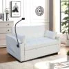NicBex Loveseat Sofa With Pull-Out Bed Upholstered Velvet Sofa Couch With Side Pockets & Toss Pillows For Living Room,Apartment