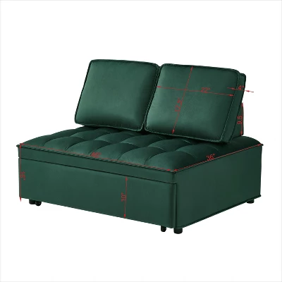 NicBex Convertible Sofa Bed Loveseat Couch With Pull Out Bed & Detachable Backs,Upholstered Velvet Sleeper Sofa For Living Room,Bedroom,Green 6 NicBex Convertible Sofa Bed Loveseat Couch With Pull Out Bed & Detachable Backs,Upholstered Velvet Sleeper Sofa For Living Room,Bedroom,Green - Image 4