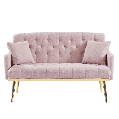 NicBex Teddy Fabric Loveseat Sofa Modern Upholstered Loveseat Couch With Metal Legs Small Tufted Sofa Couch For Bedroom,Living Room 8 NicBex Teddy Fabric Loveseat Sofa Modern Upholstered Loveseat Couch With Metal Legs Small Tufted Sofa Couch For Bedroom,Living Room - Image 6