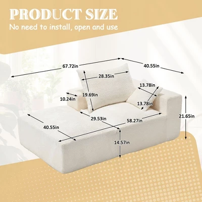 NicBex Couches For Living Room 2-Seat Combination Sofa Exquisite Fabric Upholstered Comfortable Flexible And Changeable Sofa Couch With Pillows, Beige 6 NicBex Couches For Living Room 2-Seat Combination Sofa Exquisite Fabric Upholstered Comfortable Flexible And Changeable Sofa Couch With Pillows, Beige - Image 4