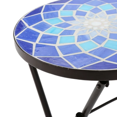 NicBex Modern Round Outdoor End Table Outdoor Side Table With Iron Frame, Patio Table Small Table Outdoor Coffee Table For Backyard, Balcony, Porch 7 NicBex Modern Round Outdoor End Table Outdoor Side Table With Iron Frame, Patio Table Small Table Outdoor Coffee Table For Backyard, Balcony, Porch - Image 5