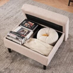 NicBex Couches For Living Room Upholstered Armchair Sofa Modern Design Accent Sofa With Storage Ottoman And Cup Holders