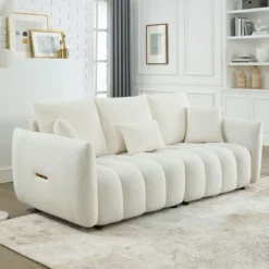 NicBex 82 Inch Teddy Sofa Couch 3-Seater Sofa With 3 Back Pillows And 3 Back Cushions For Living Room,Apartment,Bedroom -Nicbex GUEST 8bfdf0b6 64e3 4079 ab54 ce77cdc770de