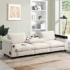 NicBex Sectional Sofa Modern Comfy Cloud Couch Set With Bluetooth Speaker, Drop Down Table, Cup Holders, USB Charger, Storage Armrest