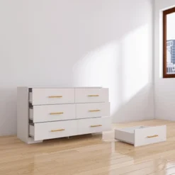 NicBex 6 Drawer Double Dresser For Bedroom,Antique Style Drawers With Golden Pulls,Dressers For Kids Room,Living Room,Entry And Hallway 13 NicBex 6 Drawer Double Dresser For Bedroom,Antique Style Drawers With Golden Pulls,Dressers For Kids Room,Living Room,Entry And Hallway -Nicbex GUEST 8e33122f 390c 4f1e 81d3 c321b9f461bd