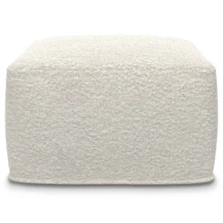 NicBex Large Square Boucle Pouf Ottoman Footstool For Living Room, Bedroom, Ivory