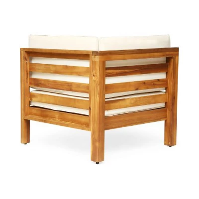 NicBex 4-Piece Sectional Couch With Coffee Table, V-Shaped Outdoor Patio Sofa Set, Acacia Wood Outdoor Sofa Set With Cushions 5 NicBex 4-Piece Sectional Couch With Coffee Table, V-Shaped Outdoor Patio Sofa Set, Acacia Wood Outdoor Sofa Set With Cushions - Image 3