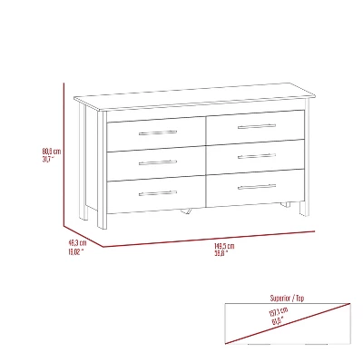 NicBex 6 Wide Drawers Dresser,Modern Double Dressers With Wood Pattern,Minimalist Chest Of Drawers For Bedroom,Living Room,Hallway,Storage Cabinet 6 NicBex 6 Wide Drawers Dresser,Modern Double Dressers With Wood Pattern,Minimalist Chest Of Drawers For Bedroom,Living Room,Hallway,Storage Cabinet - Image 4