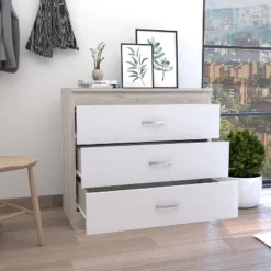 NicBex 3 Drawer Dresser For Bedroom,Modern Style Drawers With Metal Handle,Dressers For Kids Room,Living Room,Entry And Hallway,White/Pine -Nicbex GUEST 922ec5d8 8b79 427f a5a9 0506178d619e