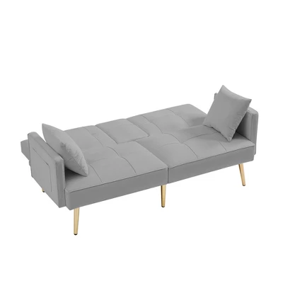 NicBex Velvet Loveseat Sofa Modern Sofa Couch With Soft Cushion And Metal Legs Convertible Sofa Bed For Bedroom,Living Room 6 NicBex Velvet Loveseat Sofa Modern Sofa Couch With Soft Cushion And Metal Legs Convertible Sofa Bed For Bedroom,Living Room - Image 4