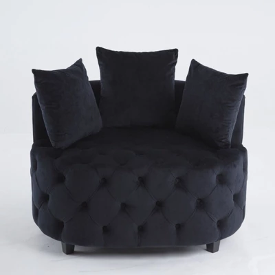 NicBex Couches For Living Room 36.6" Sofa Chair Accent Chair Modern Velvet Upholstered Sofa Couch Classical Barrel Chair With 3 Throw Pillows 4 NicBex Couches For Living Room 36.6" Sofa Chair Accent Chair Modern Velvet Upholstered Sofa Couch Classical Barrel Chair With 3 Throw Pillows - Image 2