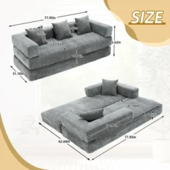 NicBex Modern Folding Chenille Futon Sofa Bed With Sleeping Mattress & Pillows,Convertible Floor Sleeper Couch For Living Room,Apartment 13 NicBex Modern Folding Chenille Futon Sofa Bed With Sleeping Mattress & Pillows,Convertible Floor Sleeper Couch For Living Room,Apartment -Nicbex GUEST 94cf7e15 baa6 4fce 906a 067206641bcb
