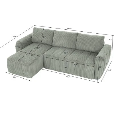 NicBex Modern Sofa Bed Corduroy Convertible Sleeper Sofa With Adjustable Backrest For Living Room And Office 3 NicBex Modern Sofa Bed Corduroy Convertible Sleeper Sofa With Adjustable Backrest For Living Room And Office