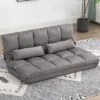 NicBex Floor Sofa Bed Folding Futon Sofa Bed Lazy Sofa With 2 Pillows, Multi-Angle And Position Adjustable Backrest, Dark Gray