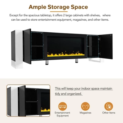 NicBex 68.1 Inch Fireplace TV Stand For TVs Up To 78",Media Entertainment Center Console Table With 34.2"Electric Fireplace Insert 6 NicBex 68.1 Inch Fireplace TV Stand For TVs Up To 78",Media Entertainment Center Console Table With 34.2"Electric Fireplace Insert - Image 4