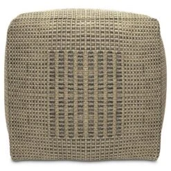 NicBex Square Woven Pouf Foot Stools Ottoman, Multi-functional Ottoman Foot Rest With Durable Cotton Bottom For Bedroom, Living Room, Natural