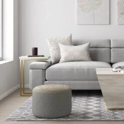 NicBex Round Braided Pouf Ottoman Versatile Accent Furniture For Comfort And Additional Seating, Dove Grey