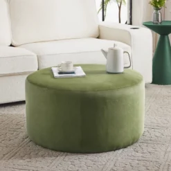 NicBex 30" Modern Ottoman With Velvet Fabric, Upholstered Foot Stool With Cushioned Seat, Round Ottoman Pouf For Living Room, Bedroom 18 NicBex 30" Modern Ottoman With Velvet Fabric, Upholstered Foot Stool With Cushioned Seat, Round Ottoman Pouf For Living Room, Bedroom -Nicbex GUEST 96f28920 1c0e 41d8 9515 7db7f28c3bcb