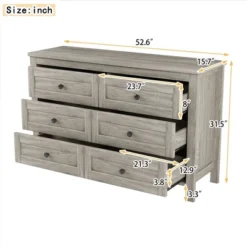 NicBex 6-Drawer Dresser For Bedroom,Retro Farmhouse Style Wooden Dressers,Chest Of Drawers For Living Room,Dining Room,Hallway,Enterway -Nicbex GUEST 9881eced 4244 47d3 a878 8aa4abce7f2c