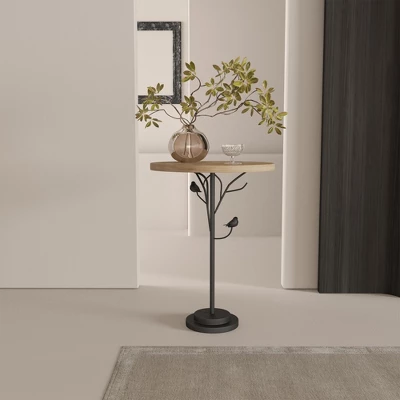 NicBex Small Round 24"H Side Tables, Solid Acacia Wood Patio End Table Coffee Table With Metal Leg, Outdoor/Indoor Accent Table 10 NicBex Small Round 24"H Side Tables, Solid Acacia Wood Patio End Table Coffee Table With Metal Leg, Outdoor/Indoor Accent Table - Image 8