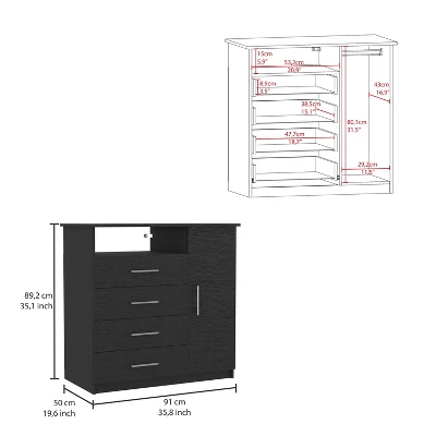 NicBex 4 Drawers Dresser For Bedroom With 1 Open Shelf And 1 Cabinet,Chest Of Drawers With Metal Handles Design,Storage Dressers For Bedroom 4 NicBex 4 Drawers Dresser For Bedroom With 1 Open Shelf And 1 Cabinet,Chest Of Drawers With Metal Handles Design,Storage Dressers For Bedroom - Image 2