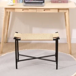 NicBex Handwoven Paper Rope Pouf Ottoman Bench, Foot Rest Shoes Stools For Living Room, Entryway And Bedroom -Nicbex GUEST 9a4af67a f920 4b0a 94d1 87f505569ad8