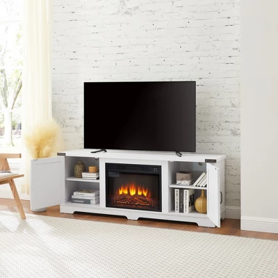 NicBex Modern Fireplace TV Stand With 23" Fireplace Insert Media Entertainment Center With 2 Doors For Up To 70"TV,White 6 NicBex Modern Fireplace TV Stand With 23" Fireplace Insert Media Entertainment Center With 2 Doors For Up To 70"TV,White - Image 4