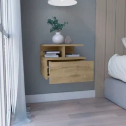 NicBex Wall Mounted Floating Night Stand,Modern Nightstand With Single Drawer & Dual Shelves,Space-Saving Bedside Table For Bedroom Furniture -Nicbex GUEST 9cd3245e ac2d 48ea b33e 01ed34177275