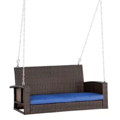 NicBex 2-Seat Wicker Hanging Swing Bench With Chains And Cushions For Patio Bedroom Porch Garden -Nicbex GUEST 9d3692aa 8005 41d8 a03f fdf1de82f86b