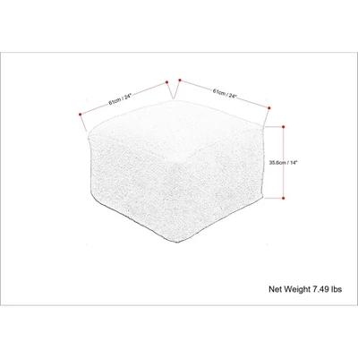 NicBex Large Square Boucle Pouf Ottoman Footstool For Living Room, Bedroom, Ivory 5 NicBex Large Square Boucle Pouf Ottoman Footstool For Living Room, Bedroom, Ivory - Image 3