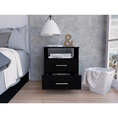 NicBex 20" Modern Nightstand With 2 Drawers,Wooden Night Stand With Open Shelf,Bedside Table With Storage For Bedroom,Living Room 7 NicBex 20" Modern Nightstand With 2 Drawers,Wooden Night Stand With Open Shelf,Bedside Table With Storage For Bedroom,Living Room - Image 5