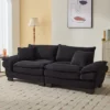 NicBex Upholstered Loveseat Couch Modern Corduroy Fabric Sofa Couch With Deep Seat And 2 Pillows For Living Room,Apartment,Black -Nicbex GUEST 9eab422b b32d 4959 b88f b201c46099a2