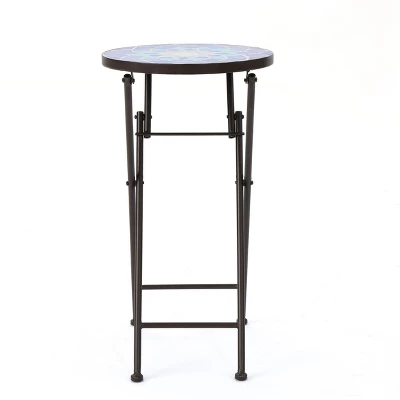 NicBex Modern Round Outdoor End Table Outdoor Side Table With Iron Frame, Patio Table Small Table Outdoor Coffee Table For Backyard, Balcony, Porch 5 NicBex Modern Round Outdoor End Table Outdoor Side Table With Iron Frame, Patio Table Small Table Outdoor Coffee Table For Backyard, Balcony, Porch - Image 3