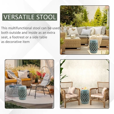NicBex Ceramic Garden Stool, Woven Lattice Design Outdoor Side Table, All-Weather Patio Accent Outdoor/Indoor For Yard Deck 4 NicBex Ceramic Garden Stool, Woven Lattice Design Outdoor Side Table, All-Weather Patio Accent Outdoor/Indoor For Yard Deck - Image 2